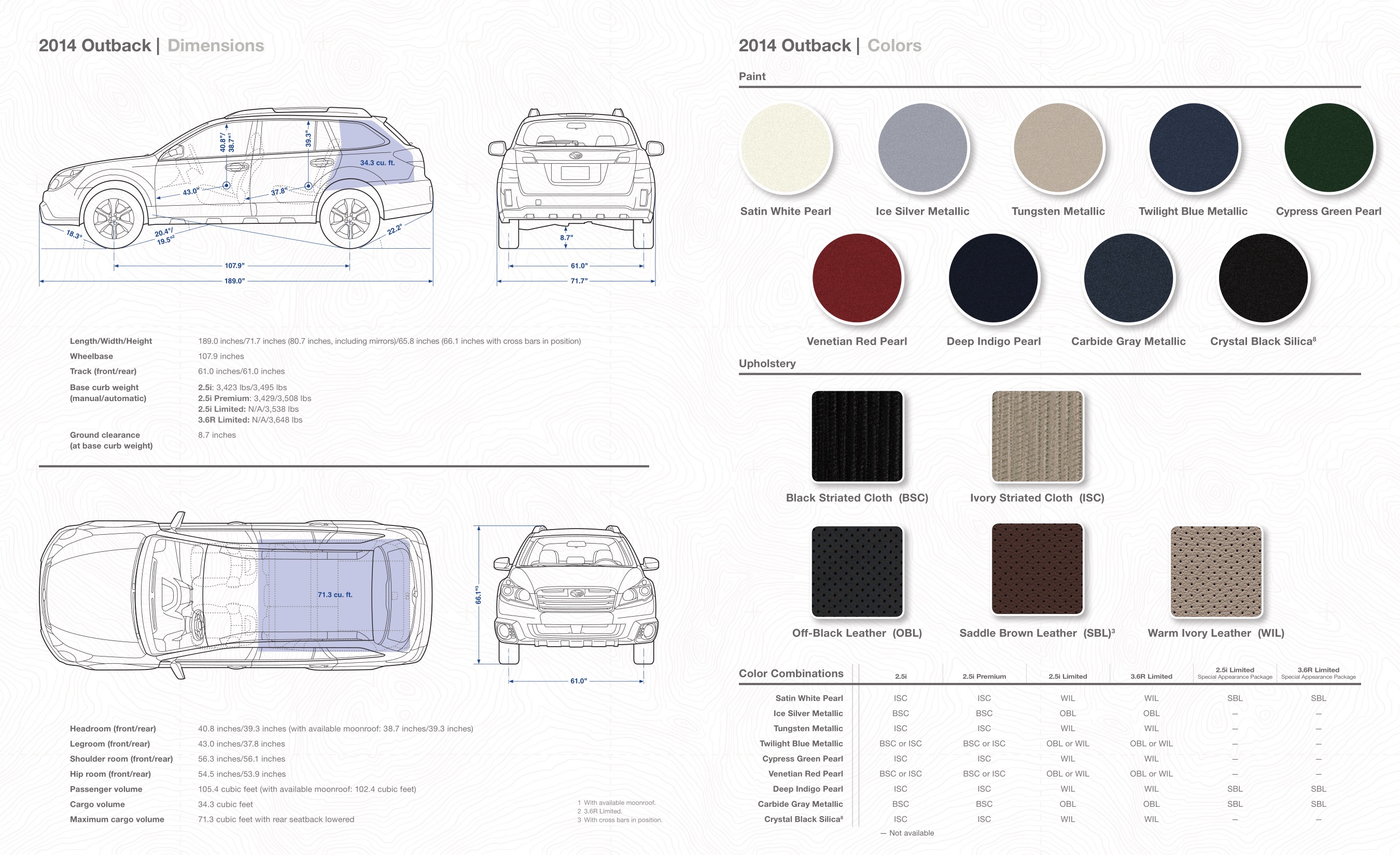 2014 Subaru Outback Brochure Page 1